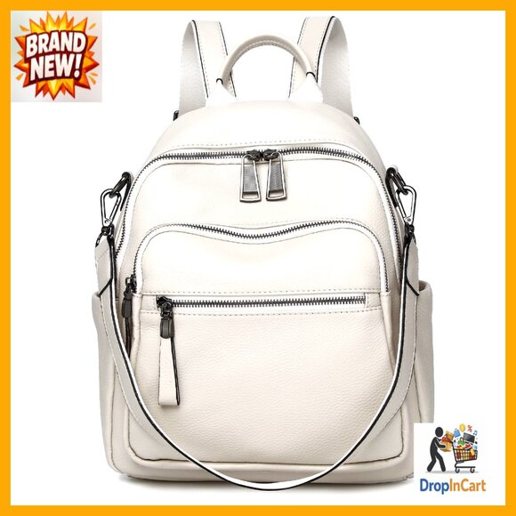 Genuine Leather Convertible Backpack Purse Soft Travel  display picture 1